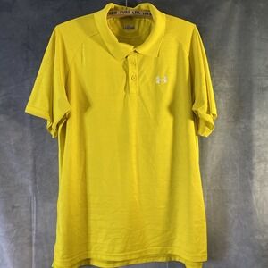 Under Armour Mens HeatGear Loose Polo Shirt Yellow Striped Golf Top Large LG